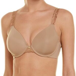 Natori Brown Full-Coverage Bra with Lace Detail